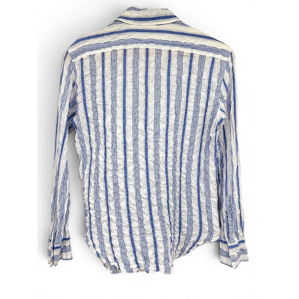 Aspesi Womens Blue White Striped Seersucker Button Down Shirt Long Sleeve Size S - Picture 2 of 7